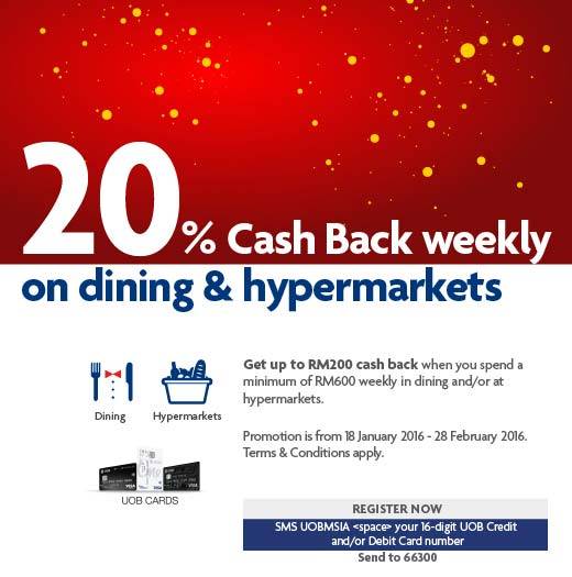Uob Credit Card Promotion 20 Cash Back Campaign