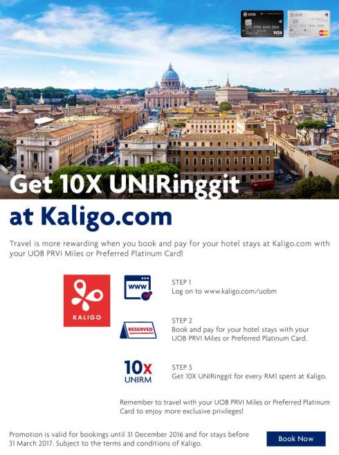 UOB Credit Card Promotion - 10X UNIRinggit at Kaligo.com
